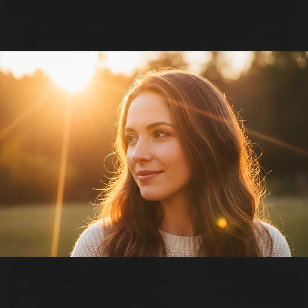 Golden hour portrait with warm backlighting