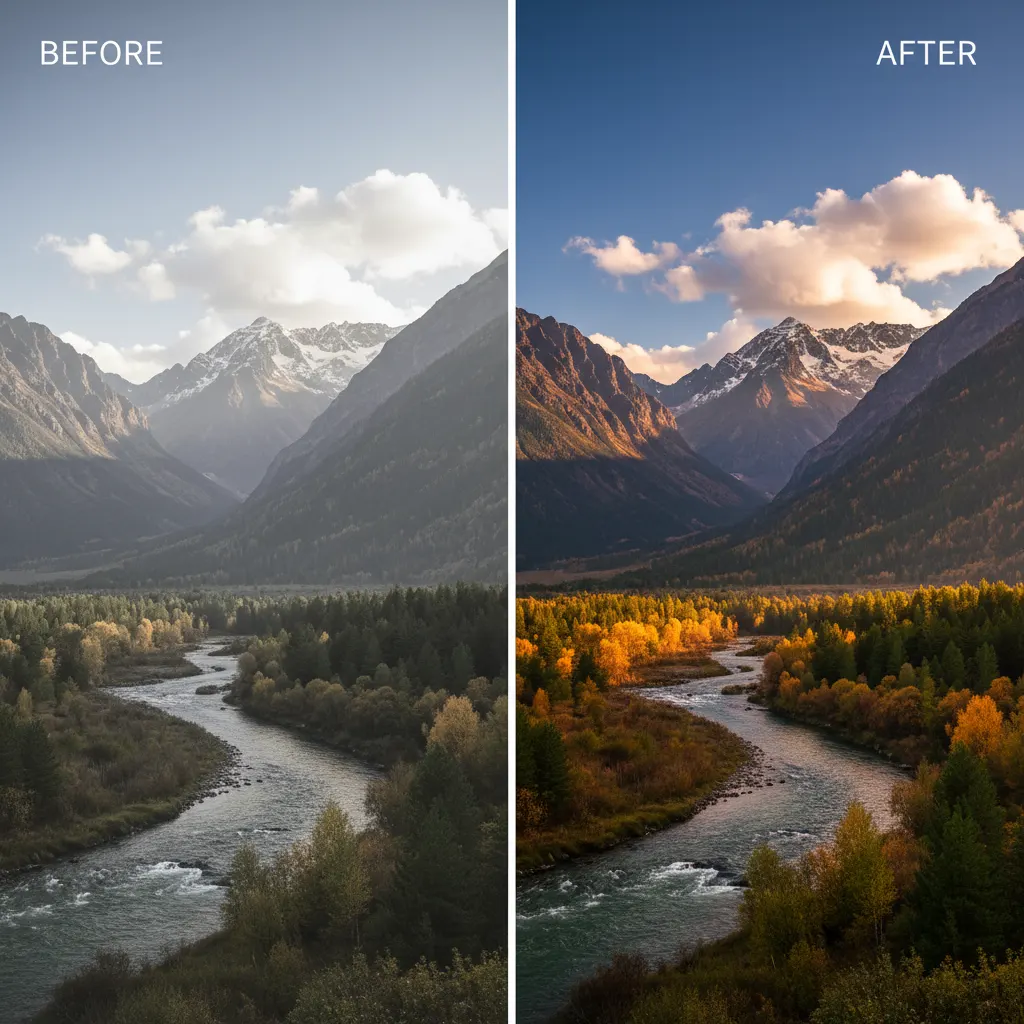 Before and after photo editing comparison