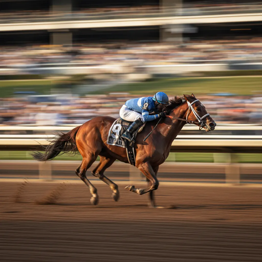 Panning technique showing a sharp horse with motion-blurred background