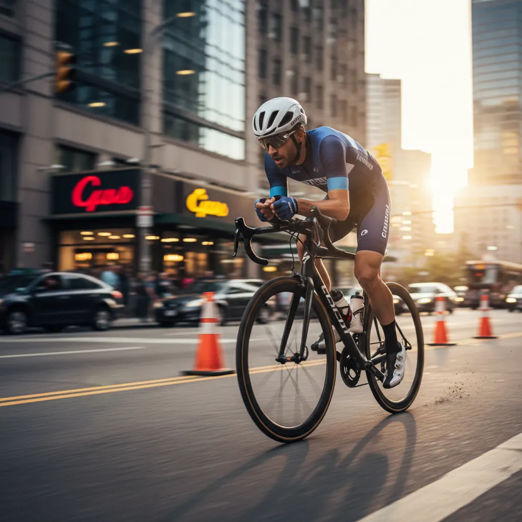 Action photograph of a runner frozen mid-stride with a blurred background