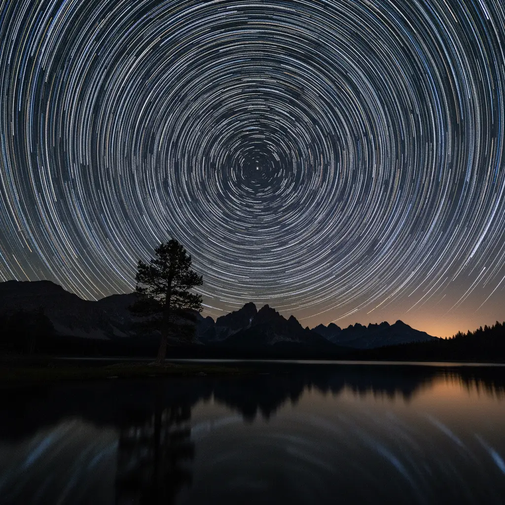 Circular star trails created with time-lapse stacking
