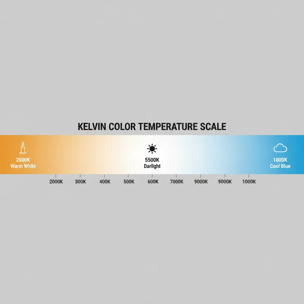 Kelvin color temperature scale from warm to cool